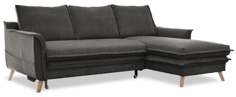 Tmavosivá rozkladacia rohová pohovka (pravý roh) Charming Charlie – Miuform
