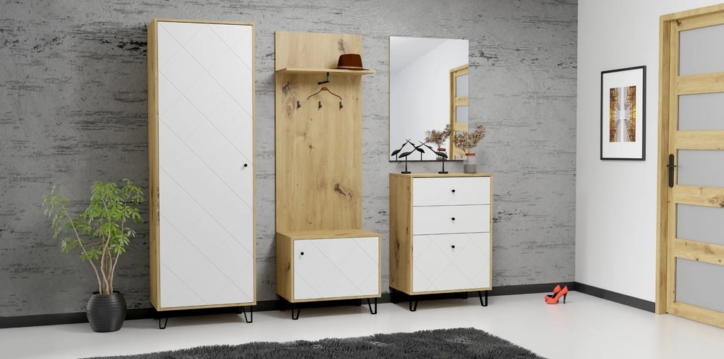 Botník Bilbao 63,4 cm dub artisan/biely