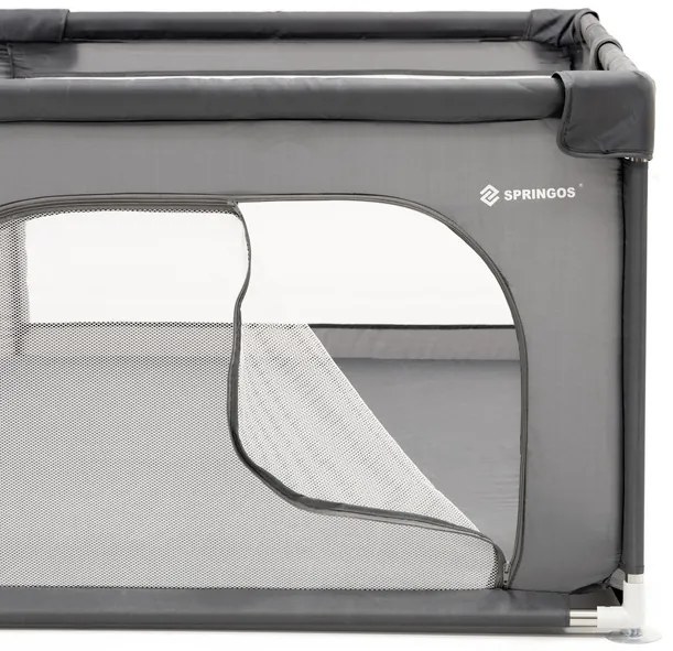 Detská ohrádka – zatvorená, 200 × 180 × 66 cm, skladacia, sivá Springos HA7529