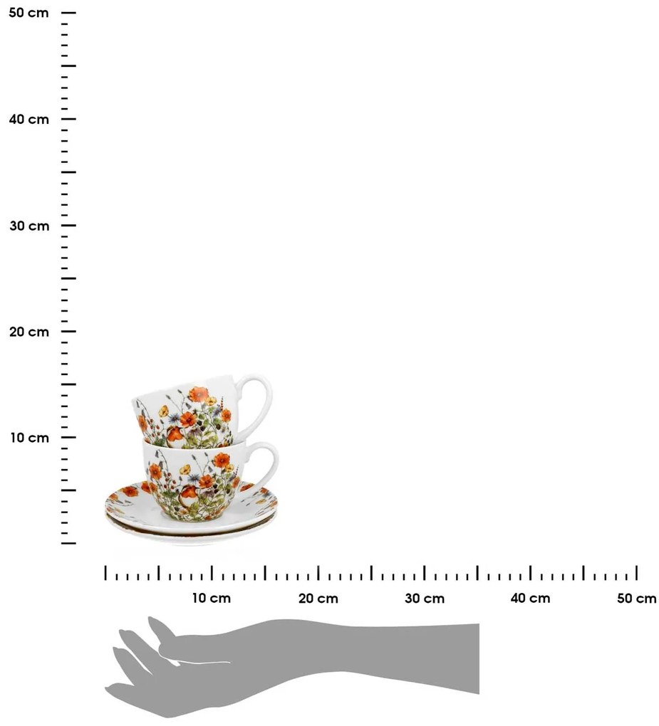 Porcelánová šálka s podšálkou Wild Birds 280 ml sada 2ks