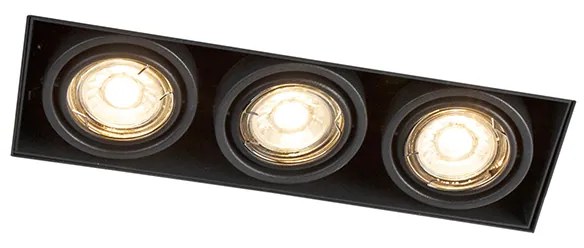 Moderné inteligentné zapustené bodové svietidlo čierne bezrámové vrátane 3 GU10 Wifi - Oneon 3