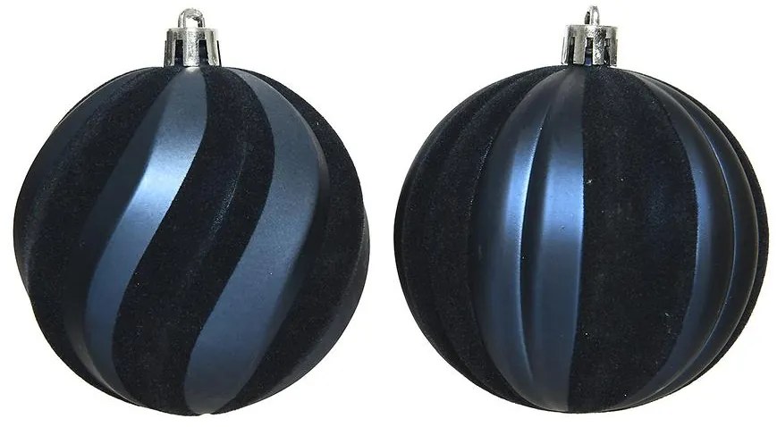 Guľa plastová dekorovaná 8 cm modrá 21292