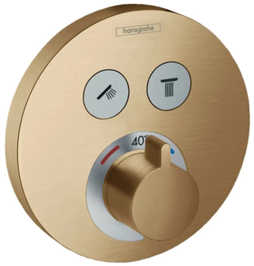 Hansgrohe Shower Select, termostatická batéria pod omietku na 2 spotrebiče, kefovaný bronz, HAN-15743140