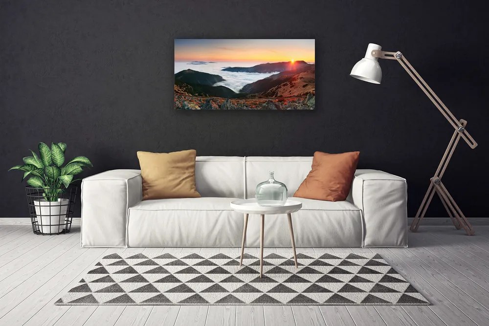 Obraz Canvas Hory mraky slnko krajina 120x60 cm