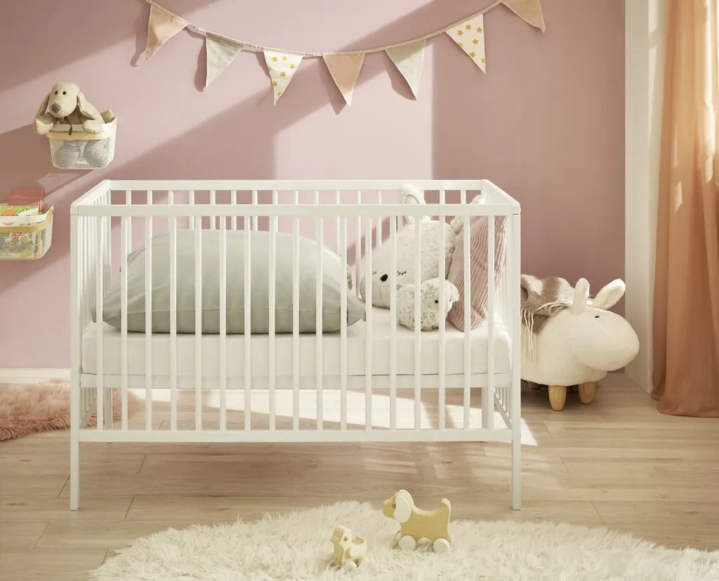 Detská baby postieľka Celia 60x120 cm, biela