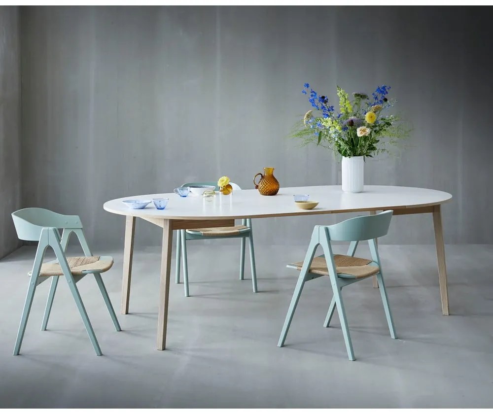 Okrúhly rozkladací jedálenský stôl s bielou doskou a prídavnou doskou ø 130 cm Single – Hammel Furniture