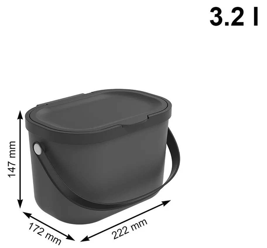 Závěsný odpadkový koš na dvířka, 3,2l MINI-ALBULA, antracit