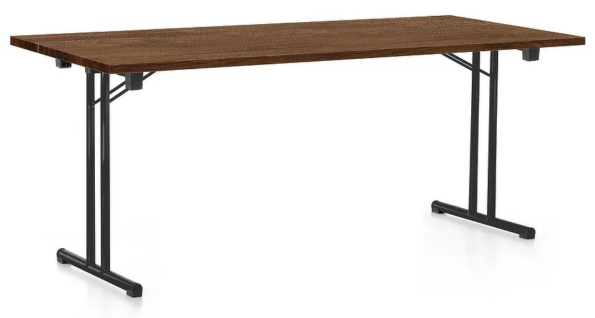 Skladací stôl 180 x 80 cm, čierna podnož, dub silverjack