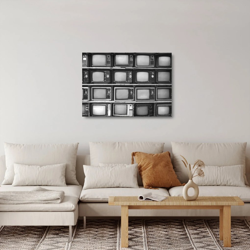 Sklenený obraz - Retro televízie (70x50 cm)