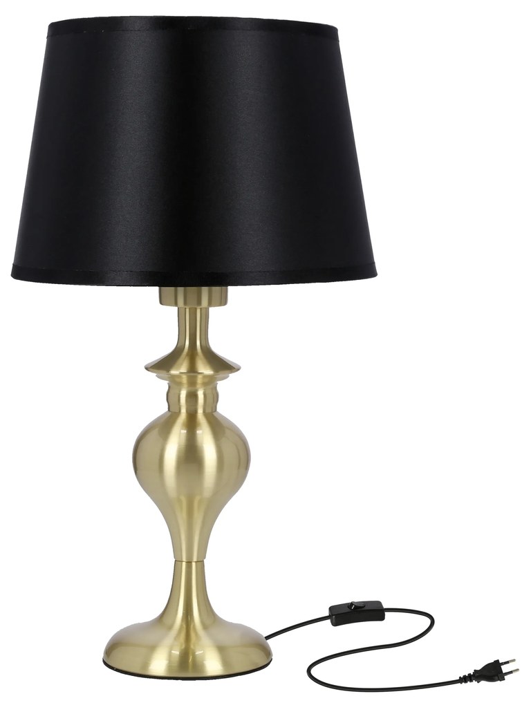 Candellux PRIMA GOLD Stolná lampa golden satin 1X60 E27 black lampshade 41-09227