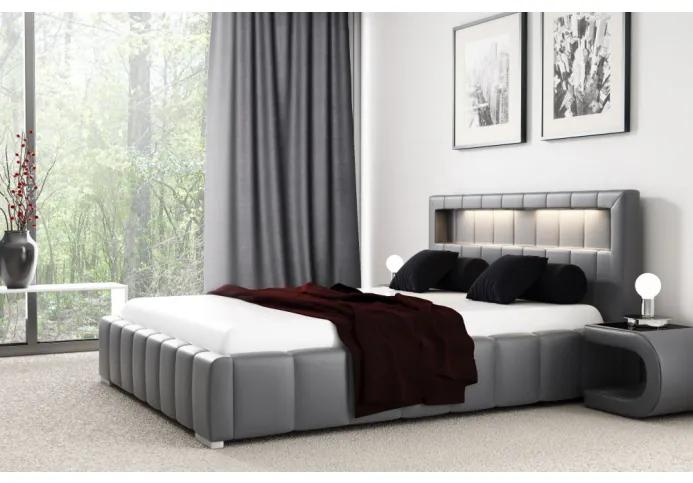 Manželská posteľ Fekri 160x200, šedá eko koža