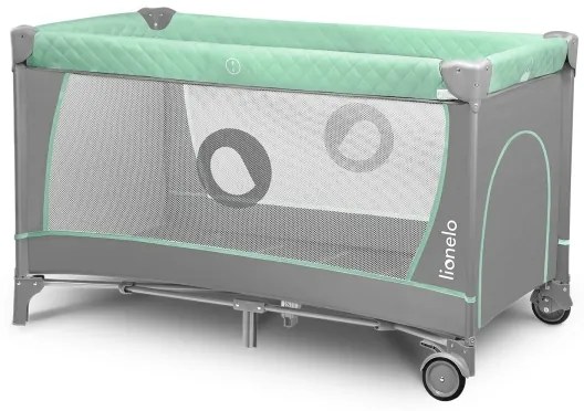 Lionelo - Cestovná postieľka FLOWER tyrkysová
