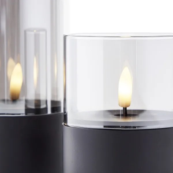 Brilliant - SADA 3x LED sviečok BOUGIE LED/2xAA IP44 čierna/dymová