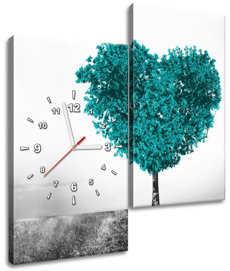 Gario Obraz s hodinami Tyrkysový strom lásky - 2 dielny Veľkosť: 60 x 60 cm