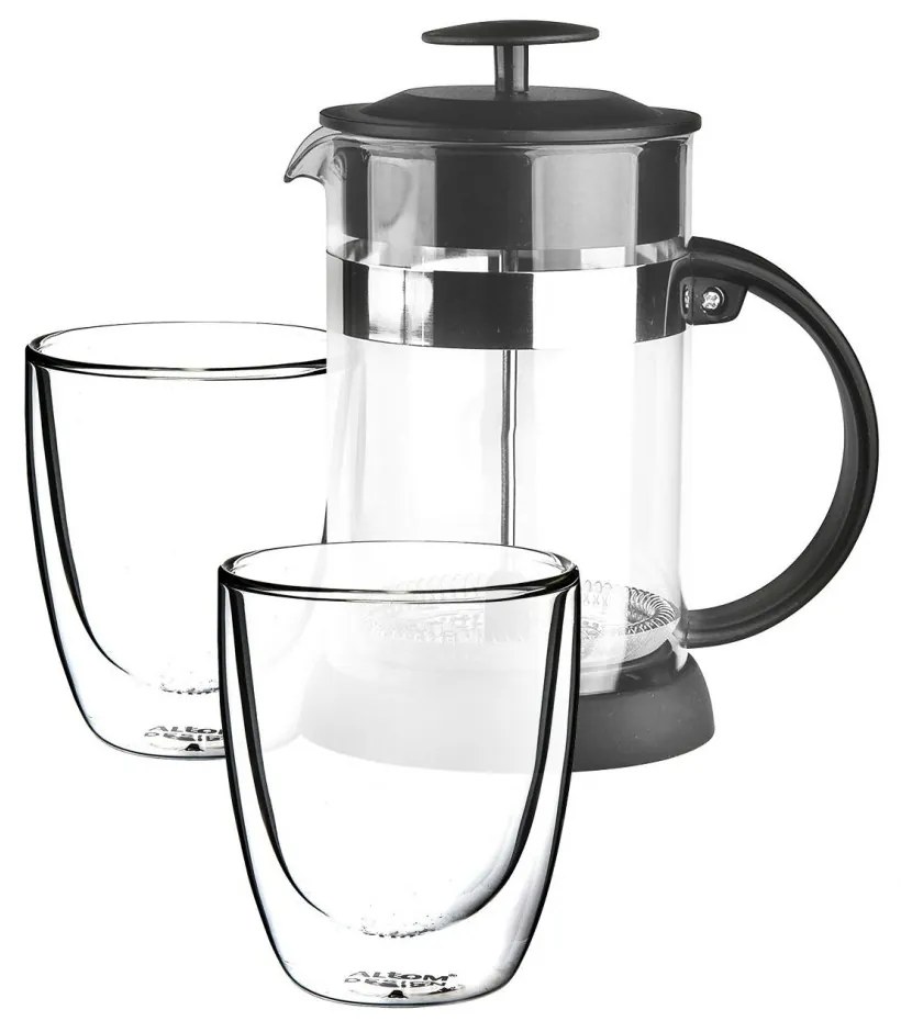 Altom Sklenený kávový set pre dvoje, 800 ml, Andrea