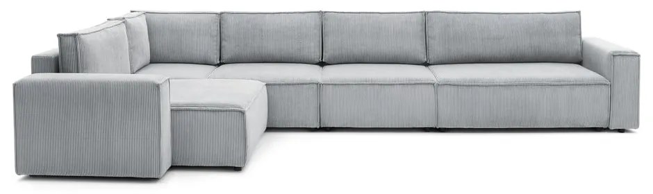 Svetlosivá menčestrová rohová pohovka (ľavý roh) Nihad modular – Bobochic Paris