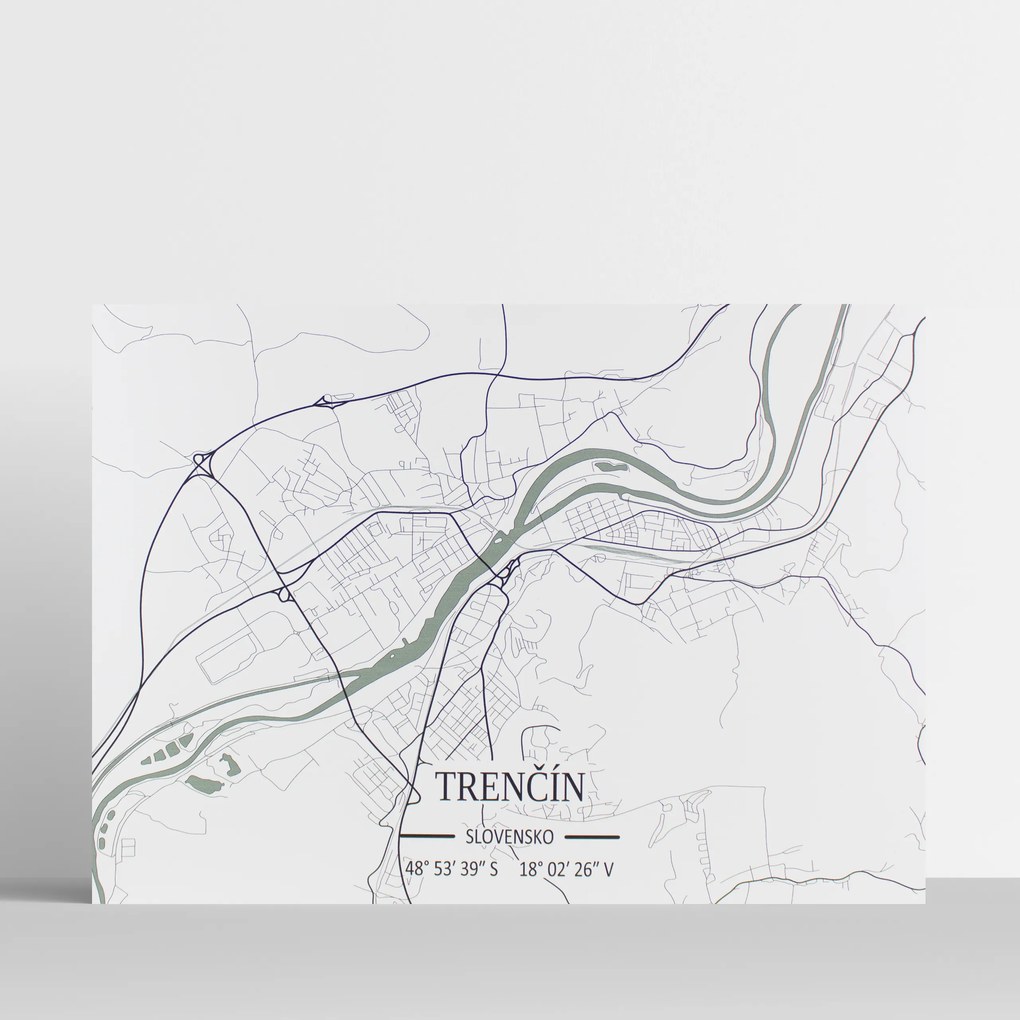 Hliníková mapa Trenčína M (45×32 ㎝) Biela