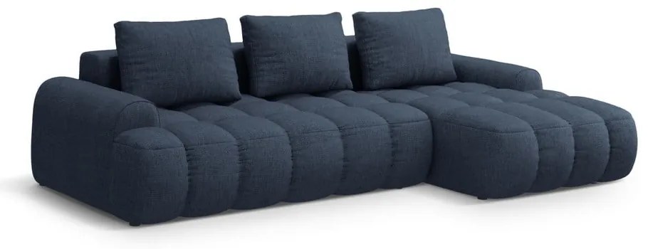 Tmavomodrá rozkladacia/s úložným priestorom rohová pohovka (pravý roh/s leňoškou) Linz – Cosmopolitan Design