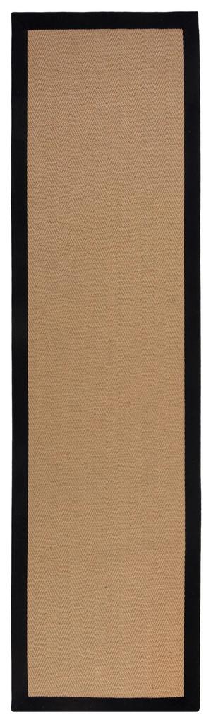 Flair Rugs koberce Behúň Herringbone Border Kira Black - 60x230 cm