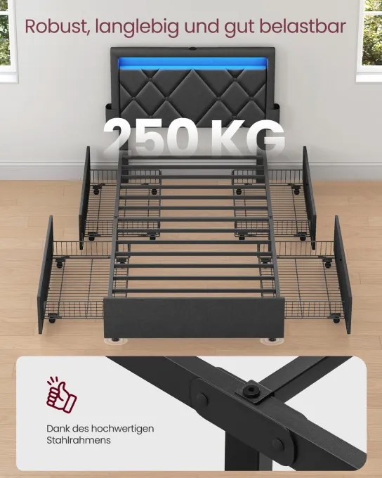 Manželská postel s LED osvetlením 90 cm RMB820GN02