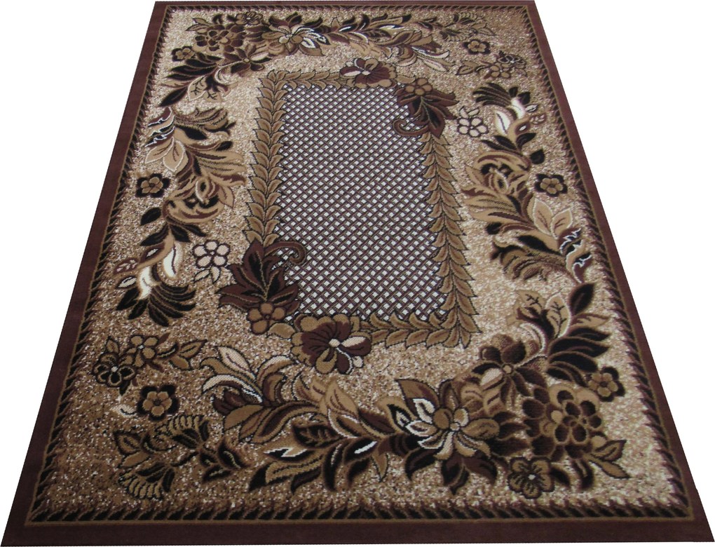 Klasický hnedý koberec s kvetinovým vzorom Alfa 01 Rozmer: 40x60 cm