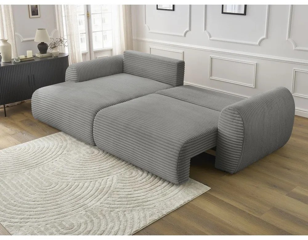 Tmavosivá menčestrová rozkladacia rohová pohovka (ľavý roh) Lucien – Bobochic Paris