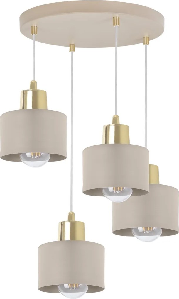 Závesné svietidlo Panta, 4x béžové kovové tienidlo, g, o