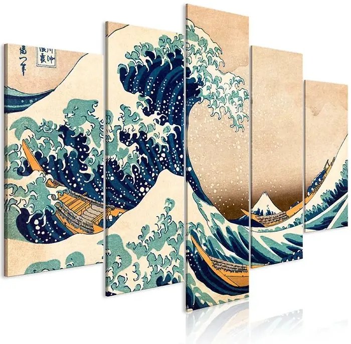 Obraz - The Great Wave off Kanagawa (5 Parts) Wide Veľkosť: 200x100, Verzia: Premium Print