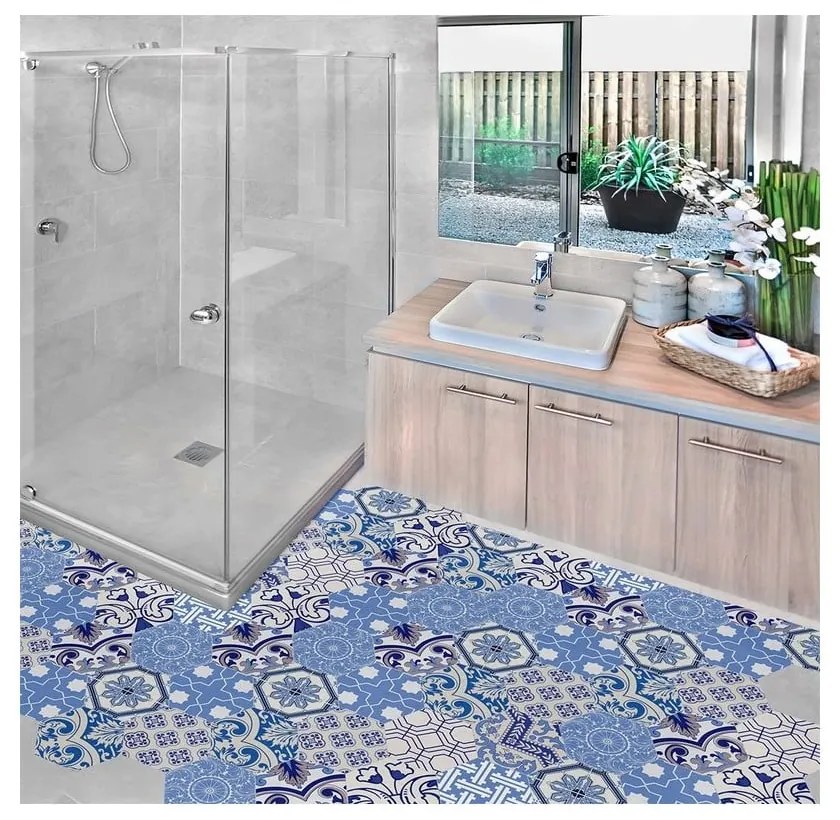 Sada 10 vodoodolných samolepiek na podlahu Ambiance Ursulina, 20 × 18 cm