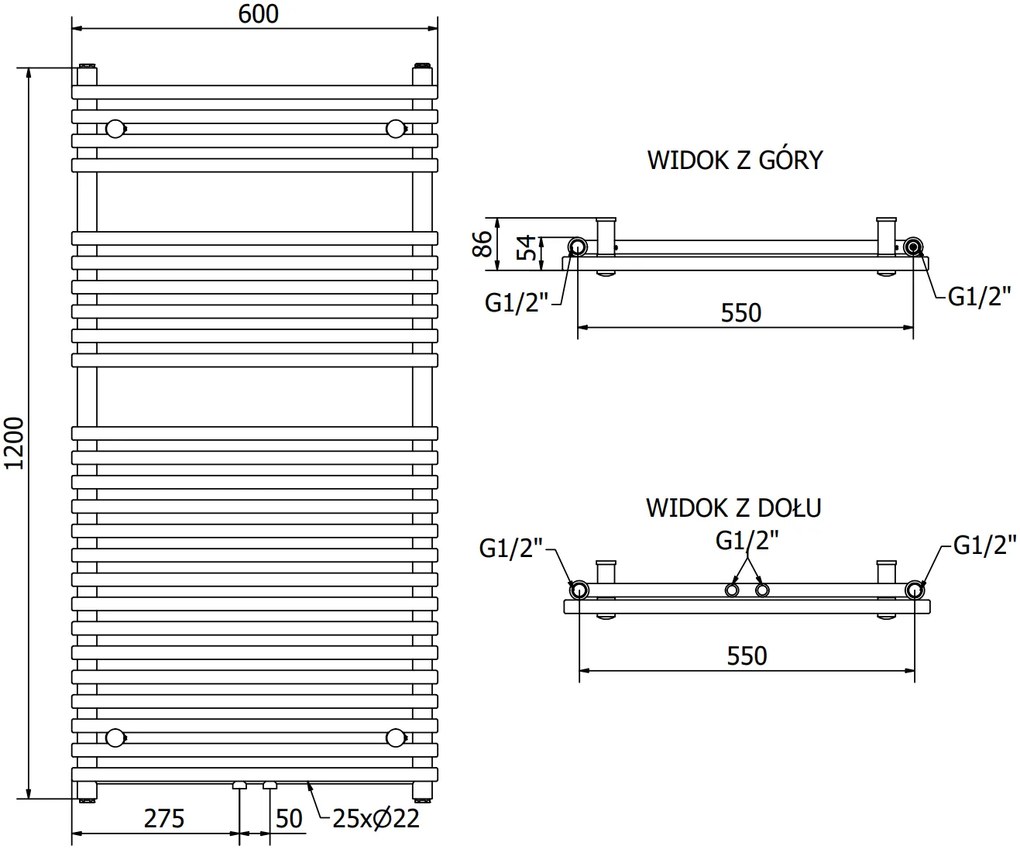 Mexen Sol, elektrické vykurovacie teleso 1200x600 mm + vykurovacia tyč 600 W, chrómová, W125-1200-600-2600-01