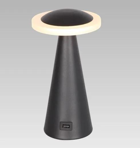 PREZENT Stolná dizajnová LED lampa TAPER, 7W, teplá biela, čierna