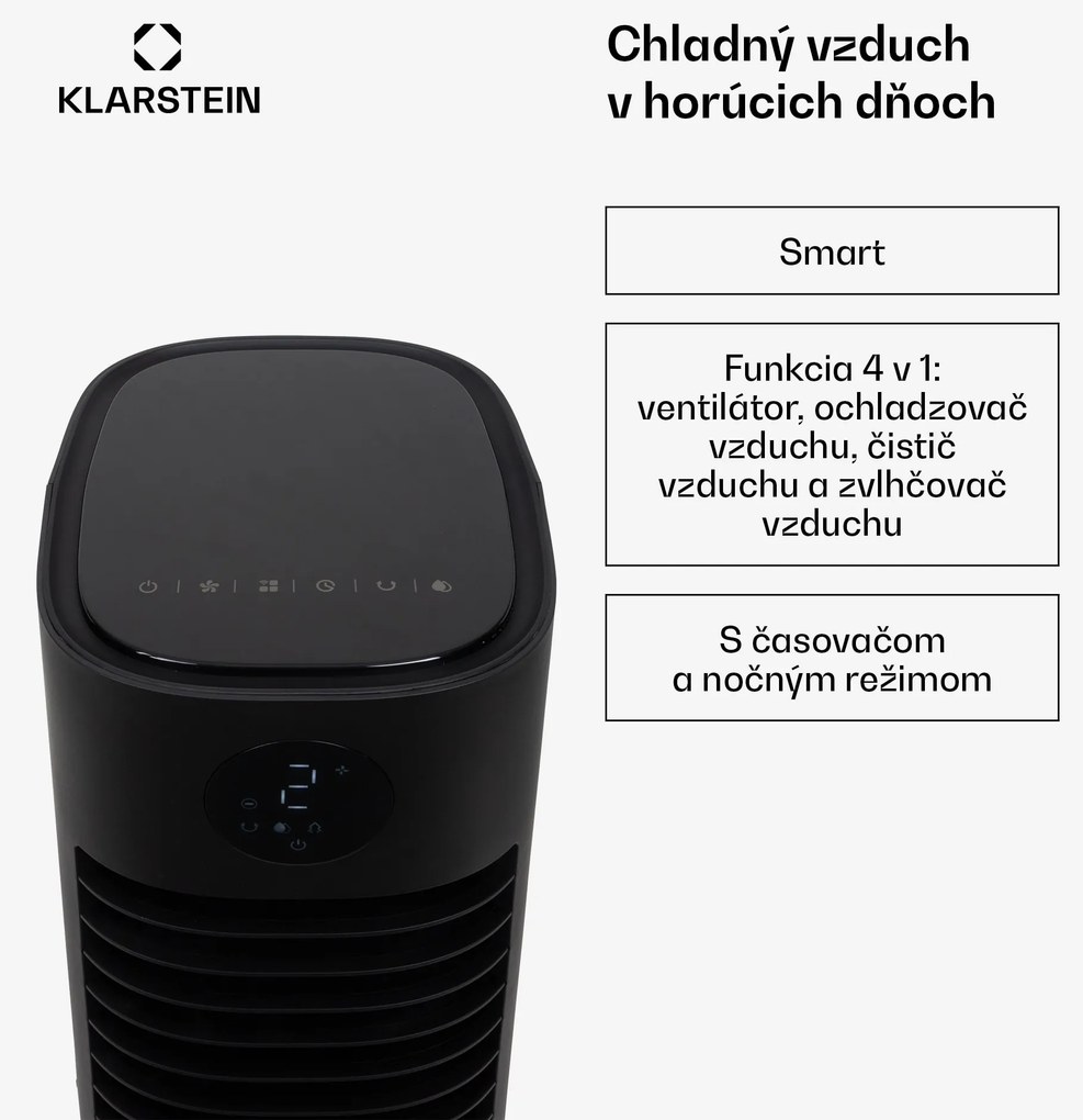 Klarstein Skytower Grand Smart, ochladzovač vzduchu, 80 W, 480 m³/h, 8 l, mobilný