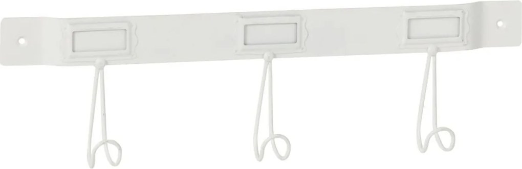 Biely nástenný kovový vešiak s 3 háčikmi - 44*4,5*12,5 cm