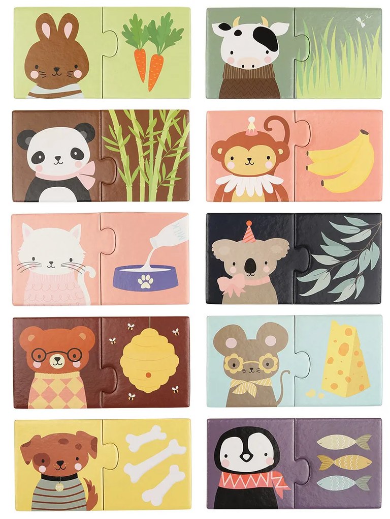 A Little Lovely Company - priradzovacie puzzle - pochúťky pre zvieratká