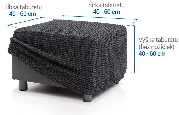 Super strečové poťahy RUBINIA antracitová taburetka (40 - 60 cm)