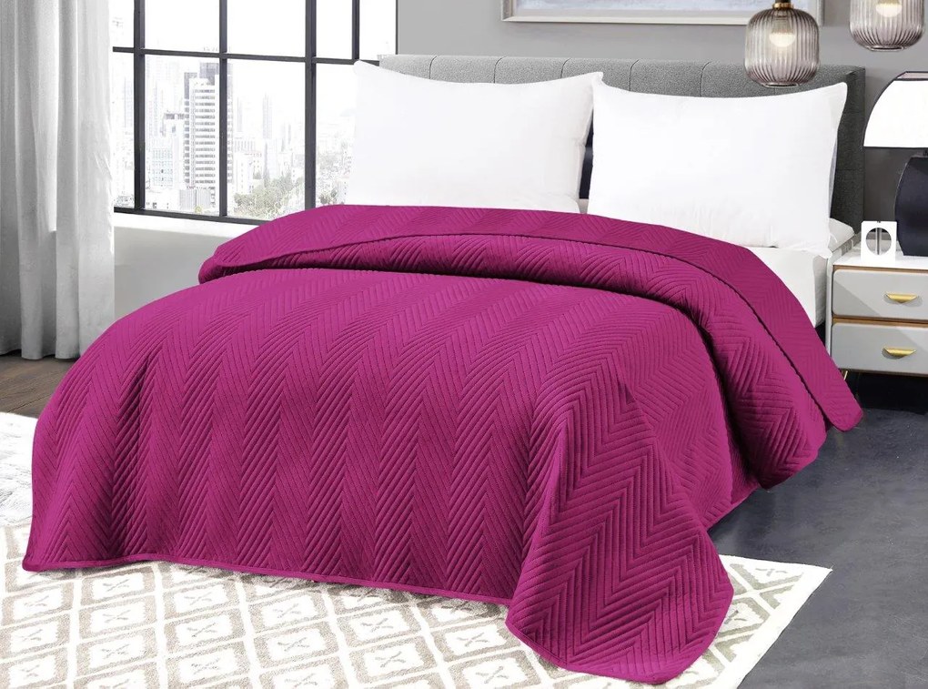 Fialový zamatový prehoz na posteľ ARROW VELVET Rozmer: 200 x 220 cm