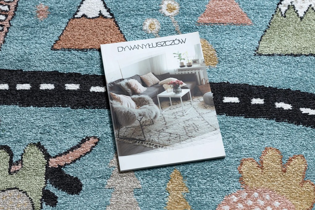 Koberec FUN Route pre deti, modrý