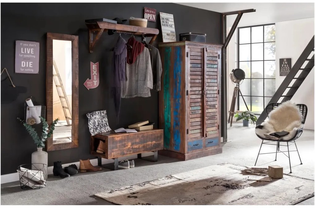 furniture-nabytek.cz - Masívne zrkadlo z akáciového dreva, lakované, hnedé – 45×3×150 cm