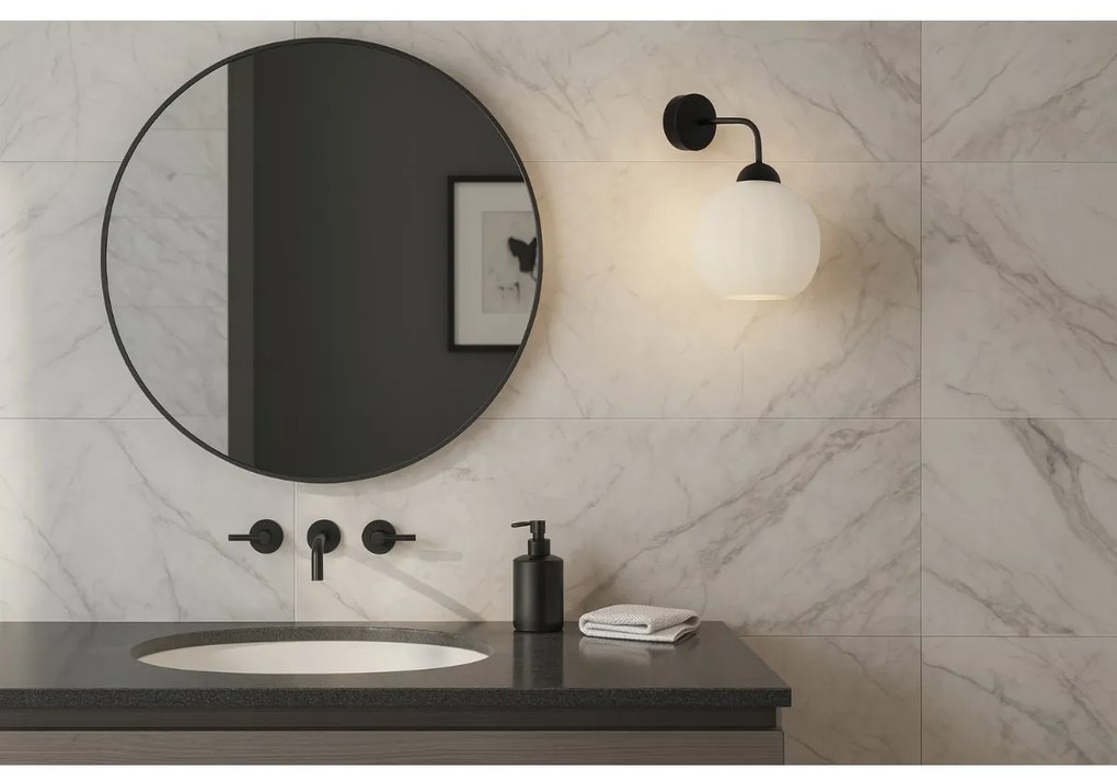 Nástenné svietidlo Costa, 1x biele sklenené tienidlo, b