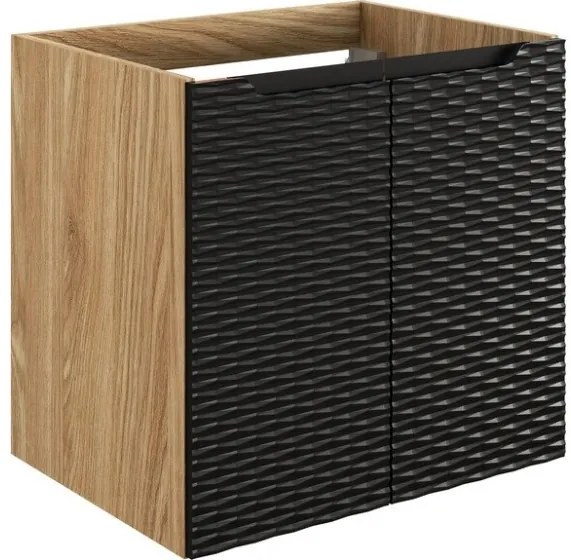 Závěsná skříňka pod umyvadlo Ocean I s deskou 60 cm černá/dub olejovaný