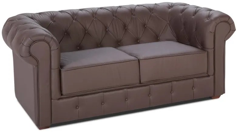 Kožená sedacia súprava Chesterfield 3 + 2 + 1, tm. hnedá