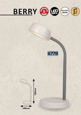 RABALUX LED stolová flexibilná lampa BERRY, biela