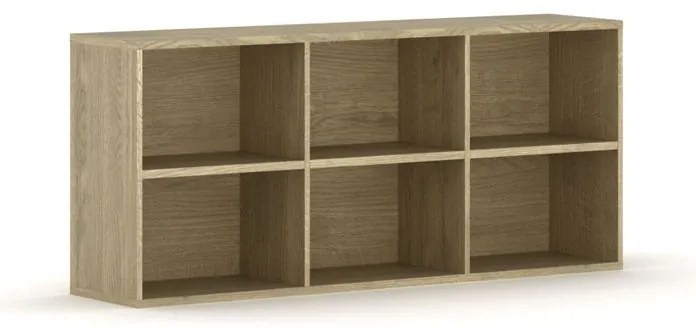Nástenná knižnica INTEGRO, 835 x 1750 x 400 mm, 6 políc, dub prírodný