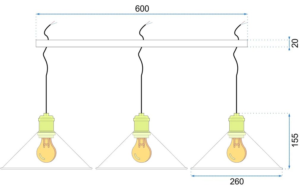 Toolight Porto, závesné stropné svietidlo 3xE27 APP017-3CP, čierna-zlatá, OSW-00206
