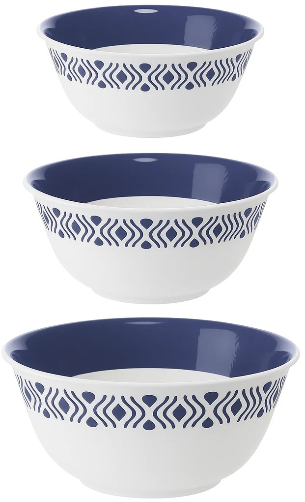 STEFANPLAST Plastová miska Tosca, biely/modrý set 3ks bez veka