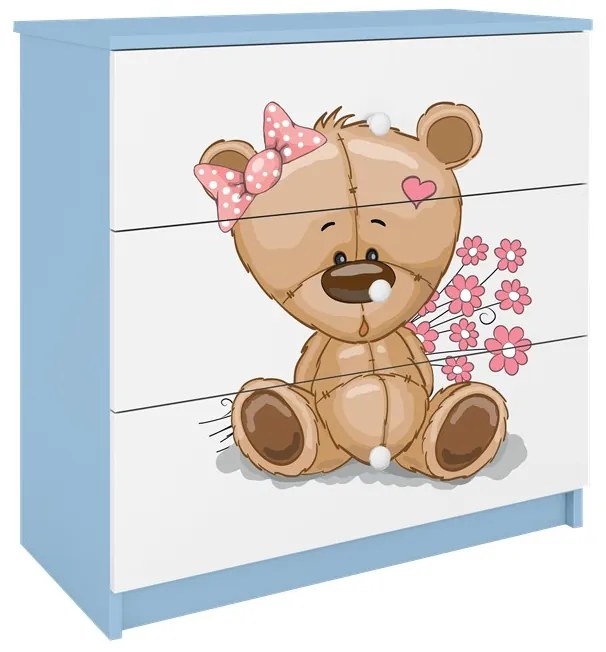 Komoda Babydreams 80 cm medvedík modrá