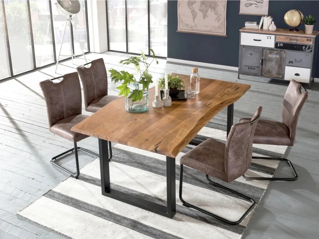 furniture-nabytek.cz - Masivní jídelní stůl Bullwer z akácie, lakovaný, hnědý – 200×100 cm