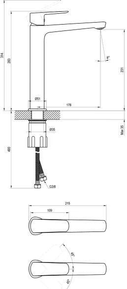 Ravak X070478 - Umývadlová batéria LIFE 28 cm čierna