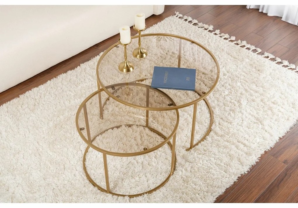 Súprava konferenčných stolíkov Aurum Gold and Bronze 80 cm, 2 ks