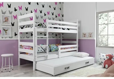 Detská poschodová posteľ s výsuvnou posteľou ERYK 190x80 cm Biela Biela